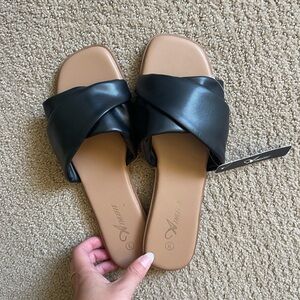 Black “leather” sandals